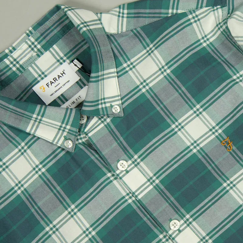Farah Brewer Check Shirt - Ocean-1